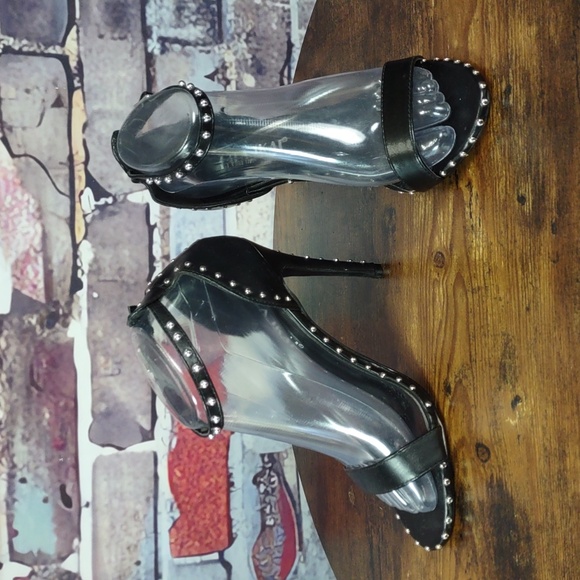 Lala Ikai Silver Studded Faux Leather Heels - Picture 4 of 10